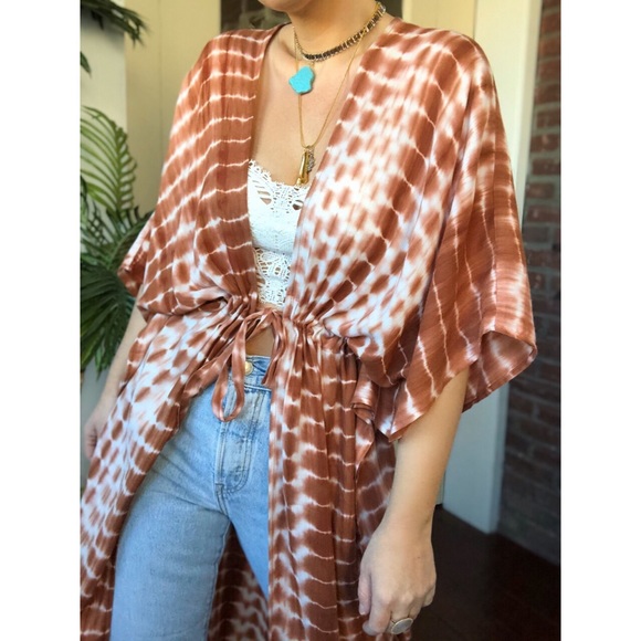 Last 1 ✨SHARA Tie Dye Kimono - Rust - Picture 6 of 8